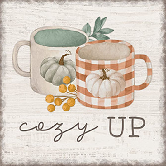 Carson Home Cozy Up Fall House Coaster, 4-inch Square, Set of 4
