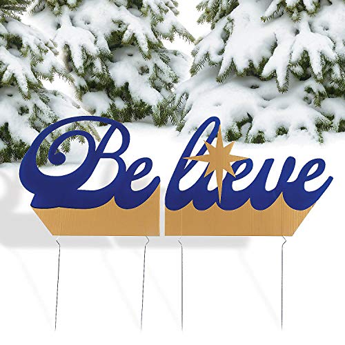 Fun Express Believe Yard Sign - Party Decor - 2 Pieces