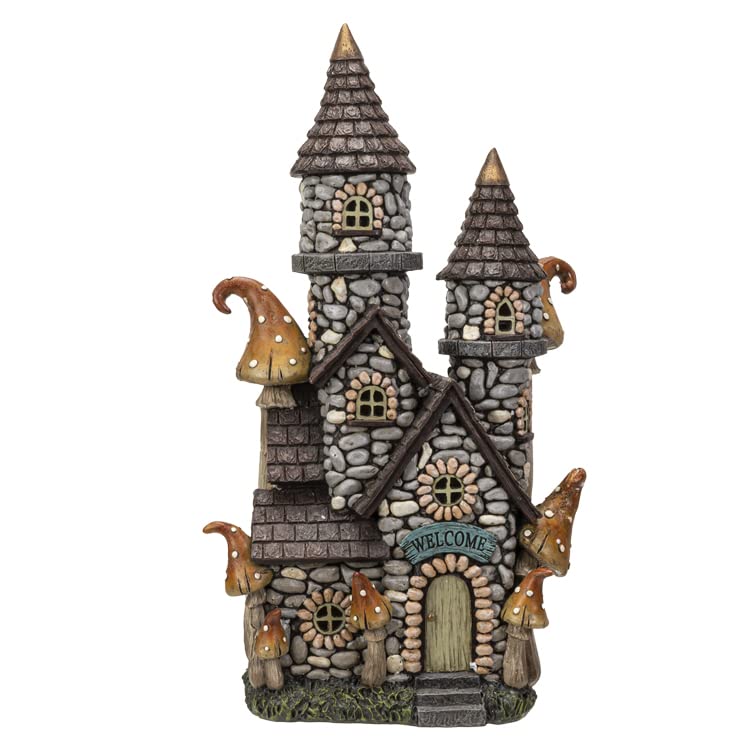 Pacific Trading Giftware Garden House Outdoor Statue with LED, 15.24-inch Height, Outdoor Decoration
