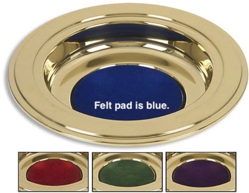 Christian Brands Brass Tone Offering Plates (Blue Felt Pad)