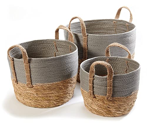 Giftcraft 716040 Woven Storage Basket, 13.4-inch Diameter, Set of 3