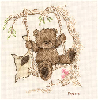 Vervaco Counted Cross Stitch Kit Popcorn Bear Swing 6.4" x 6"