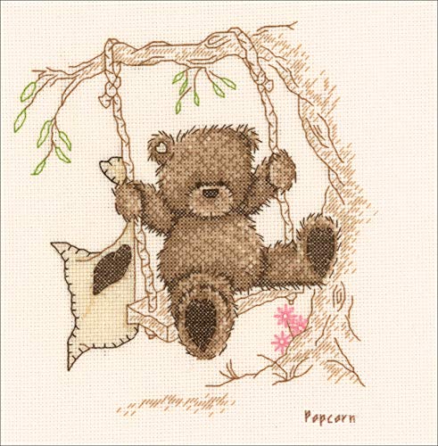 Vervaco Counted Cross Stitch Kit Popcorn Bear Swing 6.4" x 6"