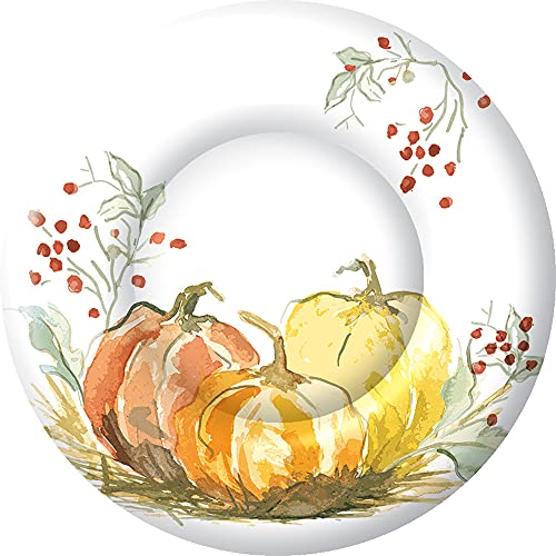 Boston International IHR Round Dessert Paper Plates, 8-Inches, Painted Pumpkin