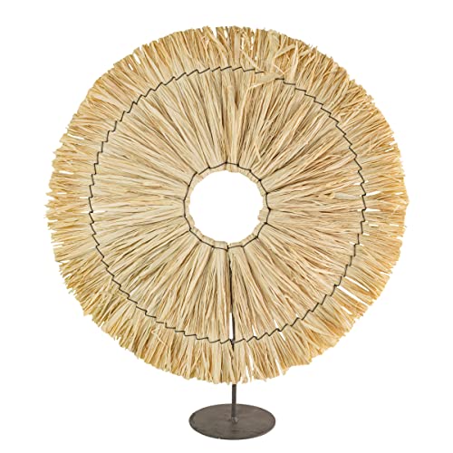 Foreside Home & Garden Circle Standing Decorative Accent Raffia & Metal