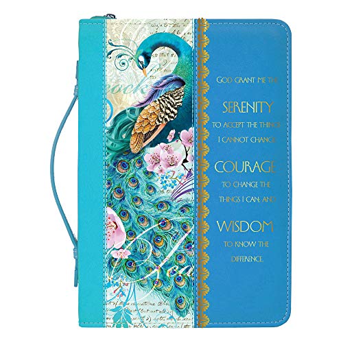 Divinity God Grant Me Serenity Prayer Peacock Blue Large Faux Leather Bible Cover