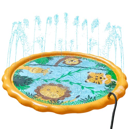 Swimline 68 Inch Sprinkler Mat and Splash Play Mini Pool Outdoor Water Toy Safari Adventure | for Kids and Family Fun | Exciting Backyard Water Action