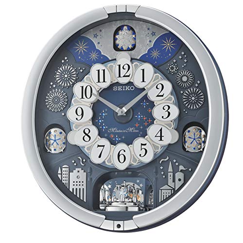 SEIKO Glittering Starry Night Melodies in Motion Wall Clock, Silver