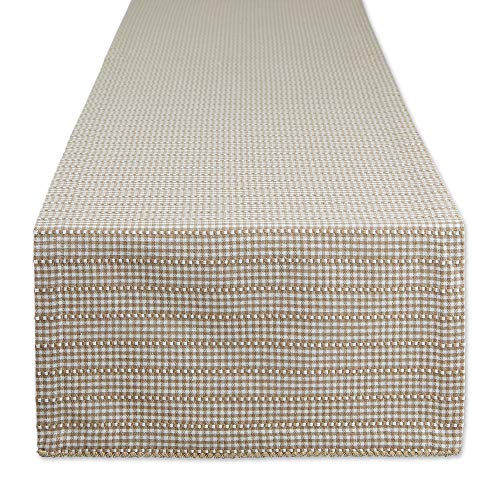 DII Design Farmhouse Gingham, Checked Tabletop Collection, Table Runner, 14x108, Stone