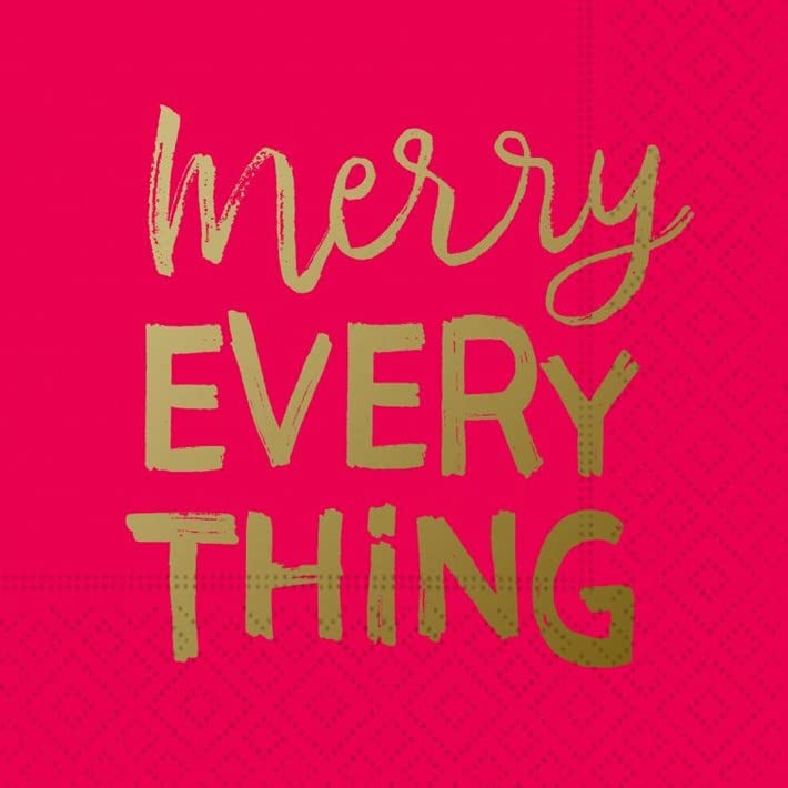 Design Design 624-10447 Merry Everything Message Beverage Napkin, 3.88-inch Square