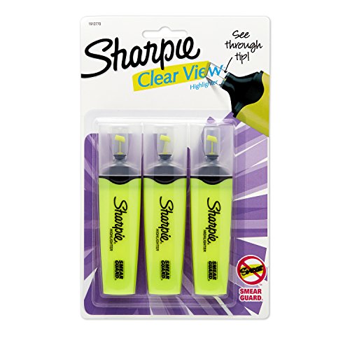 Pens Sharpie Sharpie Clear View Chisel Tip Highlighters, Yellow (1904613)