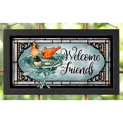 Wild Wings(MN) Wild Wings 5386600410 Stained Glass Art, 23-inch Width (Welcome Friends)