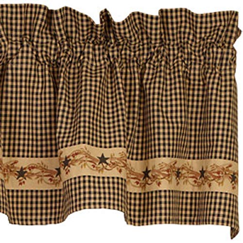 The Country House Collection 31975 Black Star and Vine Valance, 72-inch Length