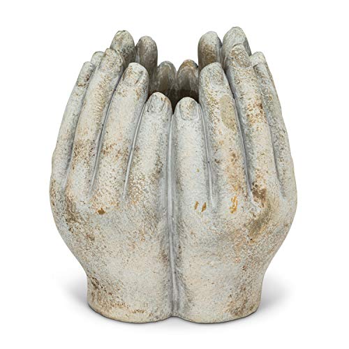 Abbott Collection  27-HANDS-240-SM Sm Tall Hands Planter-7" H, 7 inches H, Grey