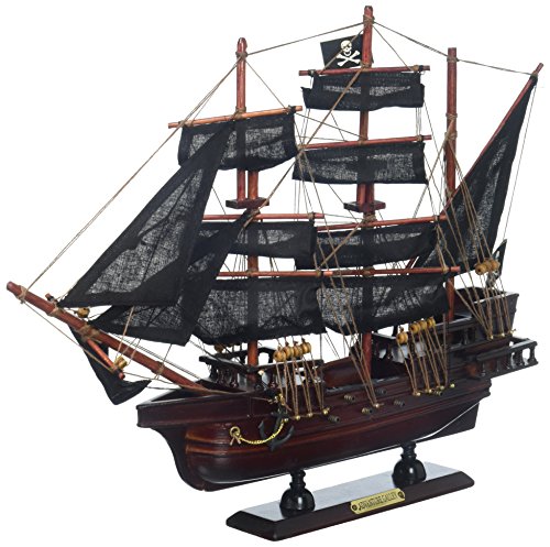 Hampton Iron Wooden Captain Kidd's Adventure Galley Model Pirate Ship, 15"