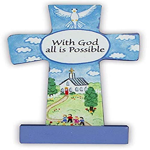 Cathedral Art Comfort Cross - Will God All is Possible, Multicolored