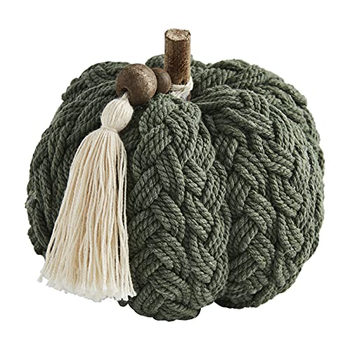 Mud Pie Braided Rope Pumpkin Sitter, 4" x 5" Dia, Green