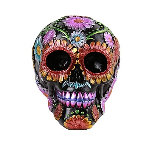 Pacific Trading Giftware Day of The Dead Floral Skull Home Tabletop Decorative Resin Figurine