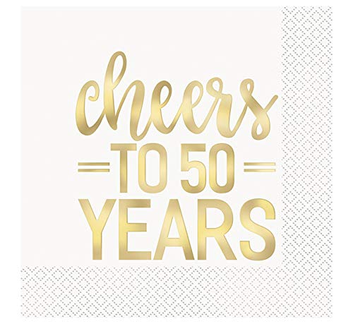 Unique Industries Unique 72571 Cheers to 50 Years Lunch Napkins 6 5 x 6 5 16ct, Multicolor