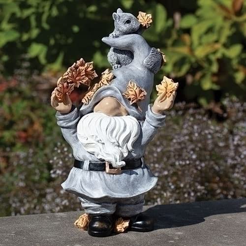 Roman Resin Gnome Outdoor Statue, Garden Decoration (Autumn, 12-inch Height)