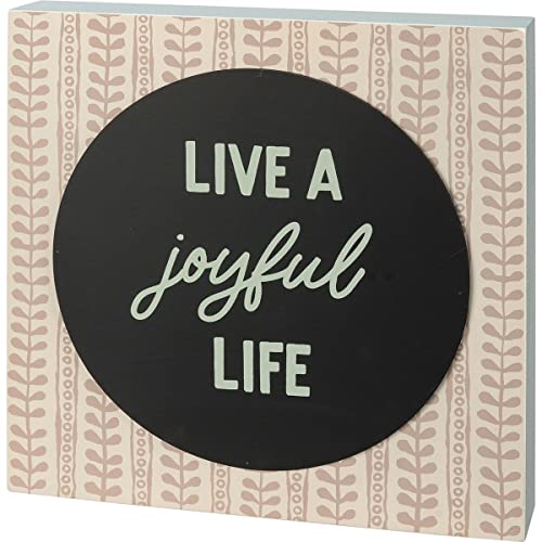 Primitives By Kathy 113925 Live A Joyful Life Box Sign, 10-inch Square