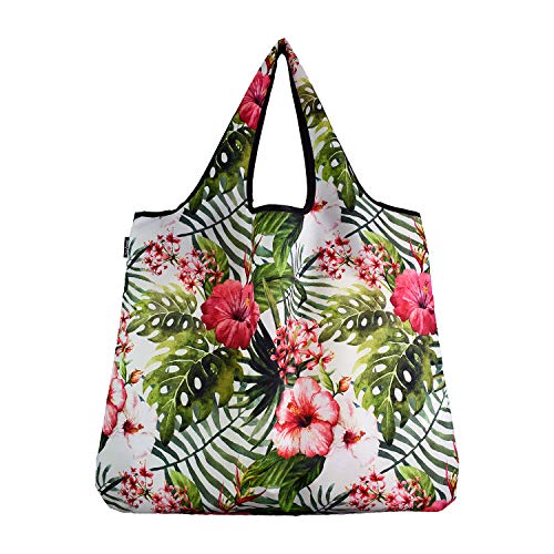 Yay Novelty YaYbag JUMBO Size, Fashionable Reusable Shopping Bags, Reusable Grocery Bags, Reusable Produce Bags, Washable Reusable Bags, Foldable Reusable Bags, 55 lbs Heavy Duty, Tropical Garden