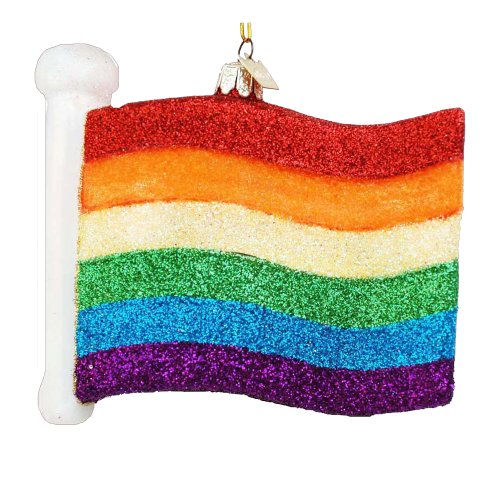 Kurt Adler 4-1/2-Inch Noble Gems Glass Gay Pride Flag Ornament