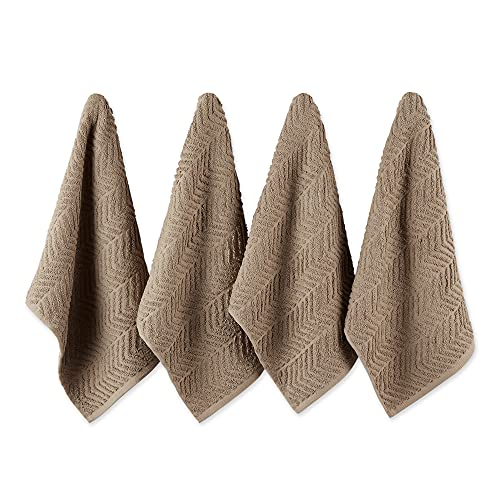 DII Design Luxury Barmop Collection Chevron Dishtowel Set, 16x19, Stone, 4 Piece