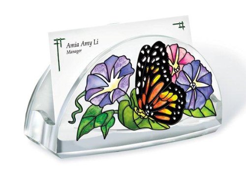 Amia Acrylic Card Holder 4-Inch Long, Butterfly Design