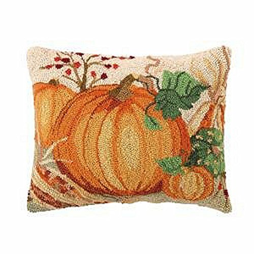 Peking Handicraft Nature's Harvest Wool Loop Pillow for Halloween and Thanksgiving Decor 16" x 20"