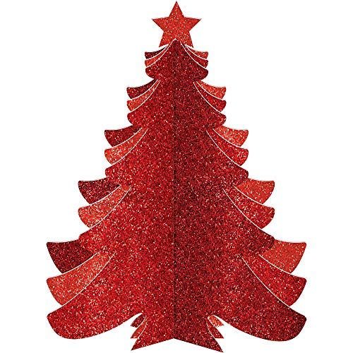 Amscan 3D Red Glitter Tree Decoration -10.3" x 7.9" | 1ct