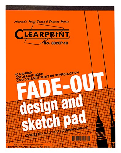 Chartpak Clearprint 3020 Bond Pad with Printed Fade-Out 10x10 Grid, 20 lb, 8-1/2 x 11 Inches, 50 Sheets, White, 1 Each (937811P1)