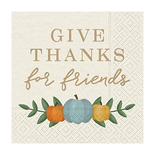 Design Design 624-10177 Thanksgiving Cocktail Napkins (Give Thanks For Friends)