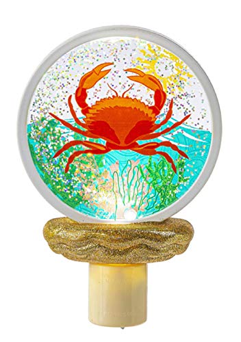 Ganz ME178416 Crab LED Shimmer Disk Night Light, 6.25-inch Height, Acrylic and Electrical