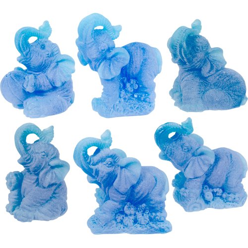 Kheops International Polyresin Elephant Figurines Blue (Set of 6)