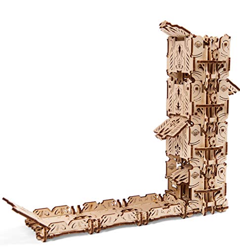 Ukidz UGEARS 3D Puzzle for Board Games - Modular Dice Tower for Rolling Dices or 4 Dice Cups - Unique Mechanical Devices for Family Tabletop Role-Playing Games - Wooden Construction Kits for Adults