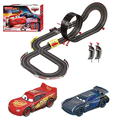 Carrera GO!!! 62477 Disney Pixar Cars Neon Nights Electric Slot Car Racing Kids Toy Race Track Set Includes 2 Controllers and 2 Cars in 1:43 Scale