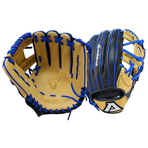 Akadema Prosoft Elite Series Baseball Infielders Gloves, Black/Sandstone/Royal, Left Hand , 11.5 Inches