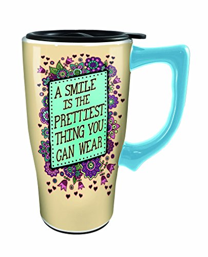 Spoontiques A Smile is the Prettiest Thing Travel Mug, Multicolor