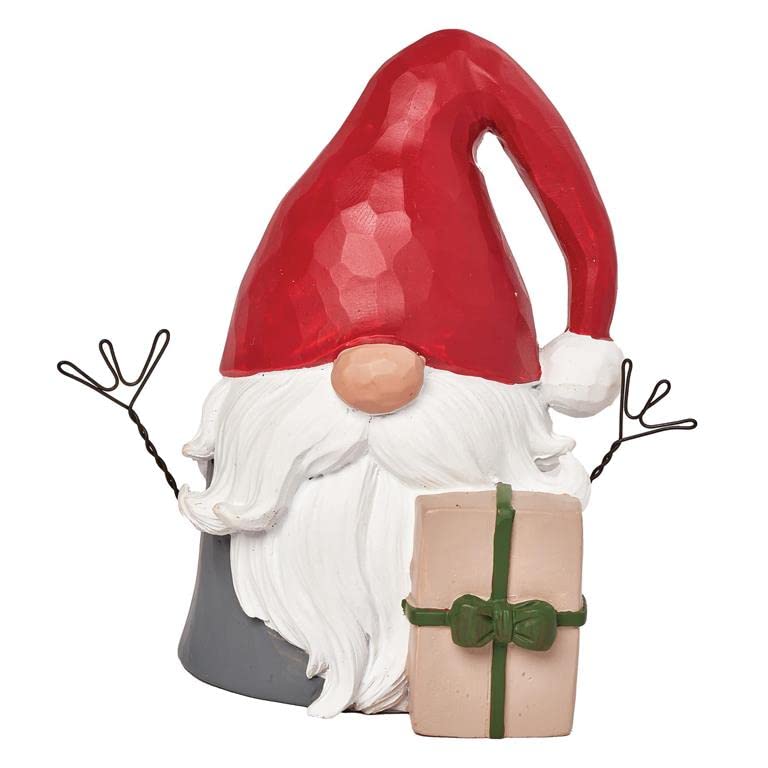 Blossom Bucket Santa Gnome with Green Bow