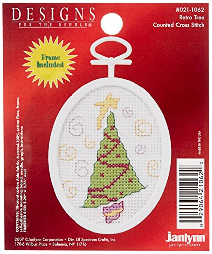 Design Works Crafts Janlynn Retro Tree Mini Counted Cross Stitch Kit-2-1/4 X2-3/4 Oval 18 Count (21-1062)