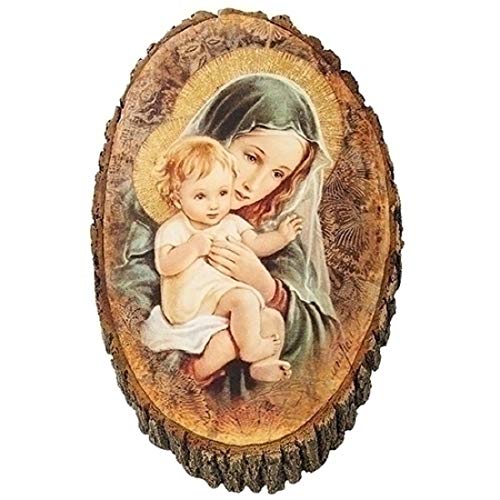 Roman 602084 Madonna & Child Wood Plaque, 12.25-inch high