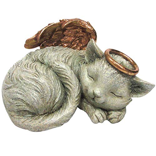 Pacific Trading, Pet Memorial Angel Cat Sleeping Cremation Urn, Memorial Statue Bottom Load, 30 Cubic Inch
