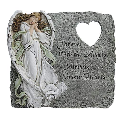 Roman Angel Memorial Heart Cutout Stepping Stone, 10 1/4 Inch