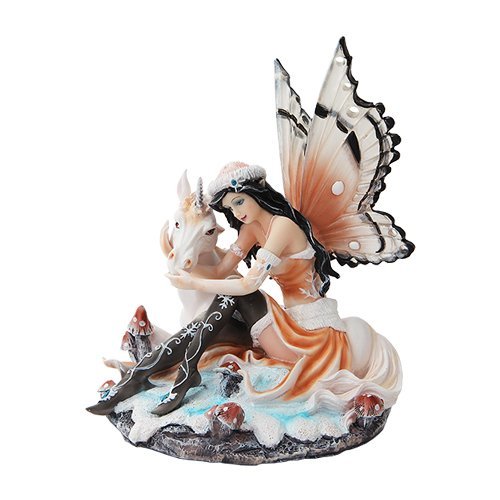 Pacific Trading PTC 7.5 Inch Butterfly Winged Fairy with Magical Unicorn Statue Figurine