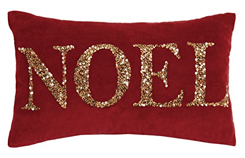 Peking Handicraft Noel Beaded Pillow, Red