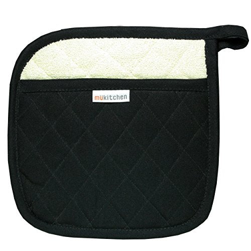 MUkitchen 100% Quilted Cotton Pot Holder, 9 by 9-Inches, Onyx
