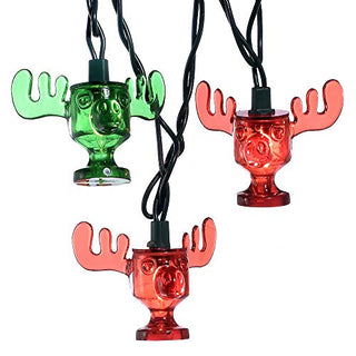 Kurt Adler 10-Light National Lampoon red and Green Wally World Moose Mug Light Set