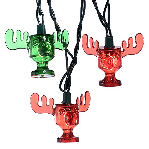 Kurt Adler 10-Light National Lampoon red and Green Wally World Moose Mug Light Set