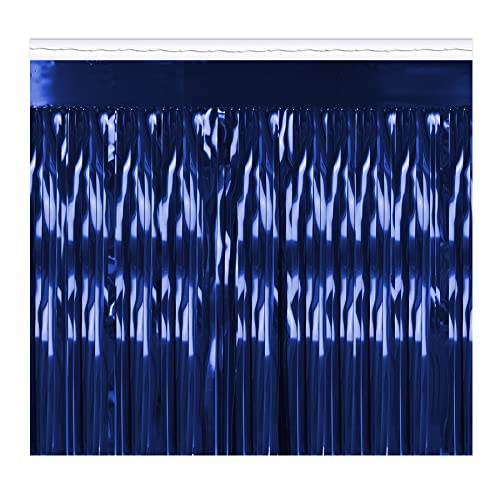 Beistle Blue Metallic Plastic Fringe Drape Banner For Parade Floats Mardi Gras Decorations Tinsel Curtain Photo Booth Prop Backdrop Birthday Party Supplies